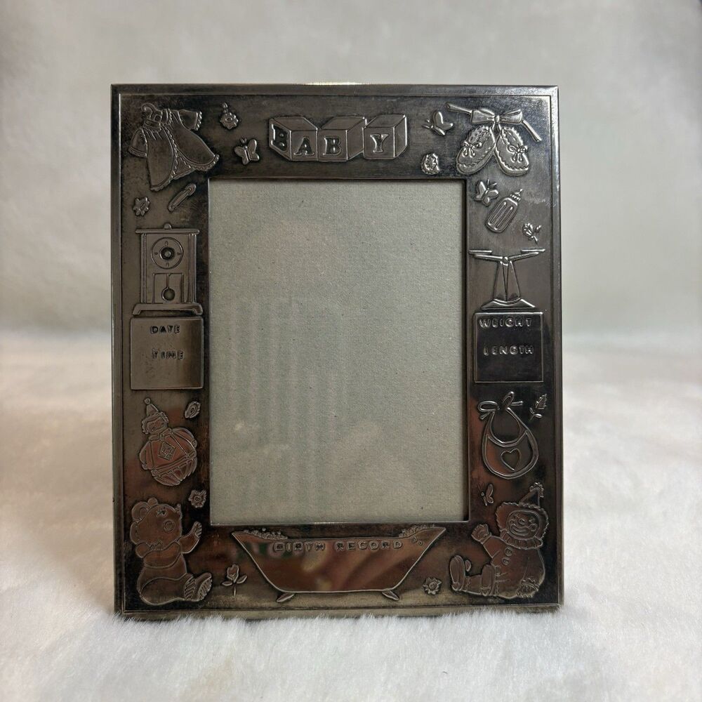Vintage Baby Birth Record Frame Photo Holder Engravable
